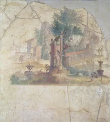 Paisaje sacro-idílico, de la Villa de Agripa en Boscoreale, siglo d.C.