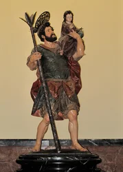 San Cristóbal - Estatua policromada, arte barroco