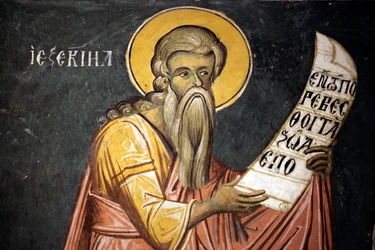 San Ezequiel Fresco bizantino del monasterio de Agios Ioannis Lampadistis, San Juan Lampadistis siglo XI Chipre Iglesias pintadas sitio UNESCO Troodos, Chipre