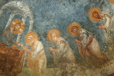 Fresco de la iglesia de San Nicolás: Jesús con los apóstoles. Myra, Turquía
