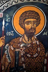 San Teodoro Statelates: Fresco bizantino del siglo XIV (1332) Iglesia de la Virgen Phorbiotissa, Asinou Chipre Iglesias pintadas sitio UNESCO Troodos, Chipre