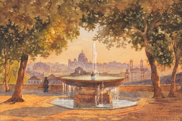 Salomon Corrodi Vista de Roma desde la fuente de Villa Médicis
