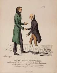Escena de la Royal Institution: Gerrit Moll y John Dalton, c. 1831-1840
