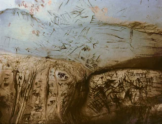Símbolos esquemáticos, pintura rupestre neolítica, c. 5º milenio a.C. (foto)