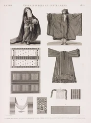 Serie de ilustraciones de varios textiles