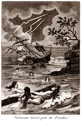 Barco roto por un rayo