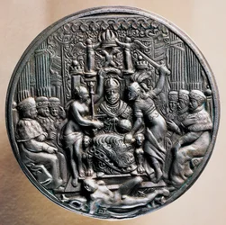 Medalla de plata con retrato ecuestre del Emperador Rodolfo II de Habsburgo (1552-1612)