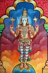 Templo hindú Sri Vadapathira Kaliamman. Avatar de Visnú. Kalki, 10.ª encarnación. Singapur
