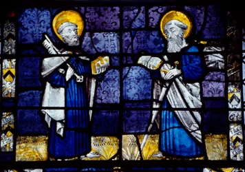 San Pedro y San Pablo, vidriera de la Iglesia Prioral, Le Bourget du Lac, Saboya, Francia