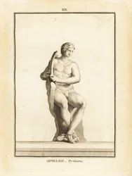 Estatua de Apolo Pythian, patrón de Delfos, con lira