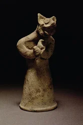 Estatuilla de un demonio con cabeza de león, Mesopotamia, c.5000-1000 a.C. (terracota)