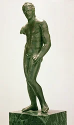 Estatuilla de un boxeador masculino, griego, c.400-375 a.C. (bronce)