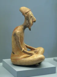 Estatuilla de un anciano meditando, Lagunillas, período Preclásico Tardío-Clásico Temprano, 300 a.C.-600 d.C.