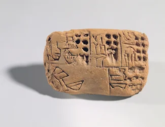 Tabla con inscripción pictográfica, Período Protoliterario, c.3300 a.C. (arcilla)