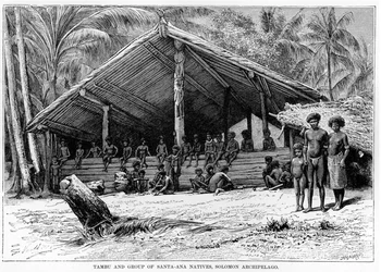 Tambu y grupo de nativos de Santa-Ana, Archipiélago de las Islas Salomón