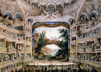 El teatro de la Comedie Francaise a finales del siglo XVIII, finales del siglo XIX (grabado)