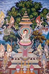 La vida de Buda, fresco mural, monasterio de Wat Maniratanaram, Phnom Penh, 2022 (foto)