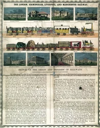 El ferrocarril de Londres, Birmingham, Liverpool y Manchester c. 1860 de un folleto explicativo para un rompecabezas