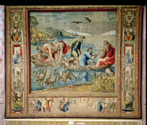La pesca milagrosa, de los Tapices de Bruselas, réplicas de la serie vaticana de Rafael de los Hechos de los Apóstoles