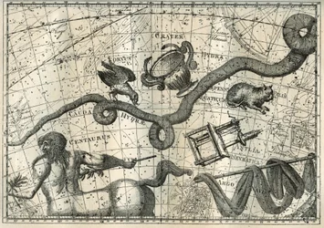 La constelación de la Hidra, con un Curbeau que la hormiguea y una Copa de Equilibrio, tiene su origen en el mito de Apolo, que había enviado a un cuervo con una copa llena de agua para hacer un sacrificio a Júpiter. Bajo la Hidra, el astrónomo francés Lal