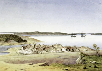 La fortaleza de Bomarsund, en las islas Aland (Finlandia), en agosto de 1854.