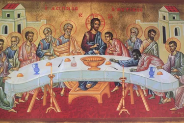 La última cena. Iglesia ortodoxa de Saint-Antoine-le-Grand, Saint-Laurent-en-Royans, Francia