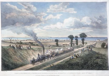 La inauguración del ferrocarril de Canterbury y Whitstable, Kent, 3 de mayo de 1830