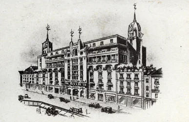 Turismo termal: vista del hotel Carlton en Vichy, Francia c.1905 (postal)