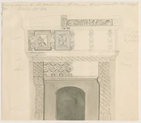 Tittensor - Chimenea en la Casa Solariega: dibujo a lápiz y lavado, septiembre de 1832