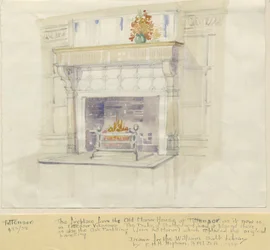 Tittensor - Chimenea de la Casa Solariega: pintura en acuarela, 1938