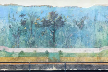 Triclinio de la casa de Livia, fresco, 20 - 10 a. C., Museo Nacional Romano (Museo Nazionale Romano), Roma, Italia