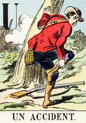 U: Un accidente - El Alfabeto de la Caza, c.1890