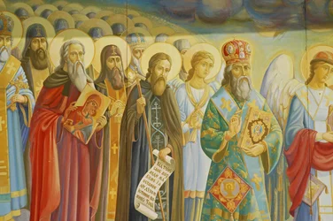 Ucrania, Kiev, Monasterio Ortodoxo de San Miguel (1108, reconstruido en 2001), fresco externo