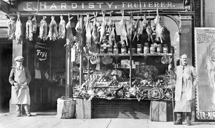 Reino Unido: La tienda de frutas de Hardisty - c. 1914