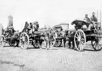 Reino Unido: Carros de vino en un viñedo. Francia, c1890
