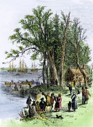 Estados Unidos, Estado de Pensilvania: Desembarco de William (Guillermo) Penn en la colonia de Pensilvania en Filadelfia