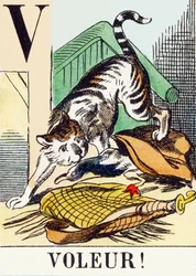 V: ¡Ladrón! - El Alfabeto de la Caza, c.1890 (grabado)