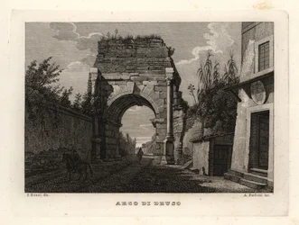 Vista del Arco de Druso, Roma