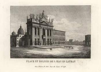 Vista de la Plaza y la Archibasílica Papal de San Juan de Letrán, Basílica de Letrán, Roma