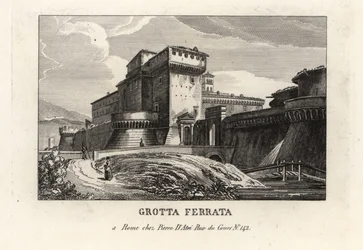 Vista del castillo romano de Grottaferrata, Roma