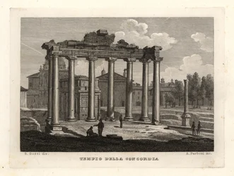 Vista del Templo de la Concordia, Tempio della Concordia, Roma