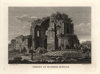 Vista del Templo de Minerva Medica, Tempio di Minerva Medica, o ninfeo, Roma