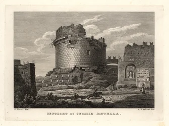 Vista de la Tumba de Cecilia Metella, Sepolcro di Cecilia Metella, Roma