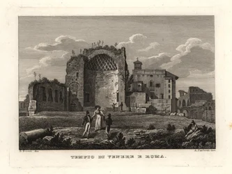 Vista de las ruinas del Templo de Venus y Roma, Roma