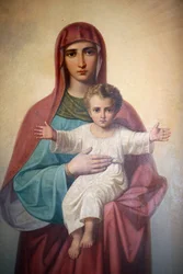 Virgen y niño icono en la iglesia búlgara de San Esteban Estambul Turquía