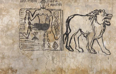 Pintura mural que representa a un hechicero vudú, Lomé, Togo