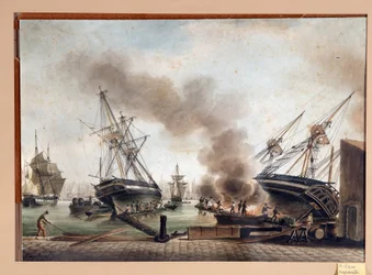 Acuarela de A. Roux. Siglo XIX Marsella, Musee du Vieux Marseille