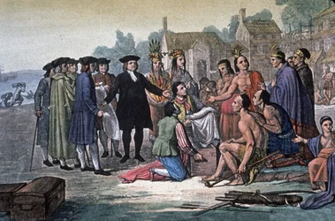 William Penn con indios de la nación Delaware, Pensilvania
