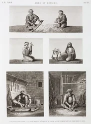 Trabajadores textiles y de madera, Egipto, c. 1798
