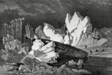 Naufragio del Hansa aplastado por el hielo, octubre de 1869, Océano Ártico, Segunda Expedición Alemana al Polo Norte